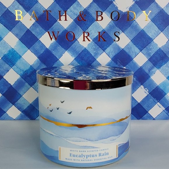 BATH & BODY WORKS 'EUCALYPTUS RAIN' 3-WICK SCENTED CANDLE - Picture 13 of 13